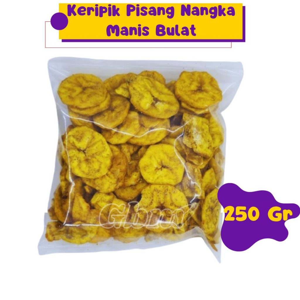 

Keripik Pisang Nangka Manis Bulat 250gr Kripik Pisang Koin Snack Kiloan