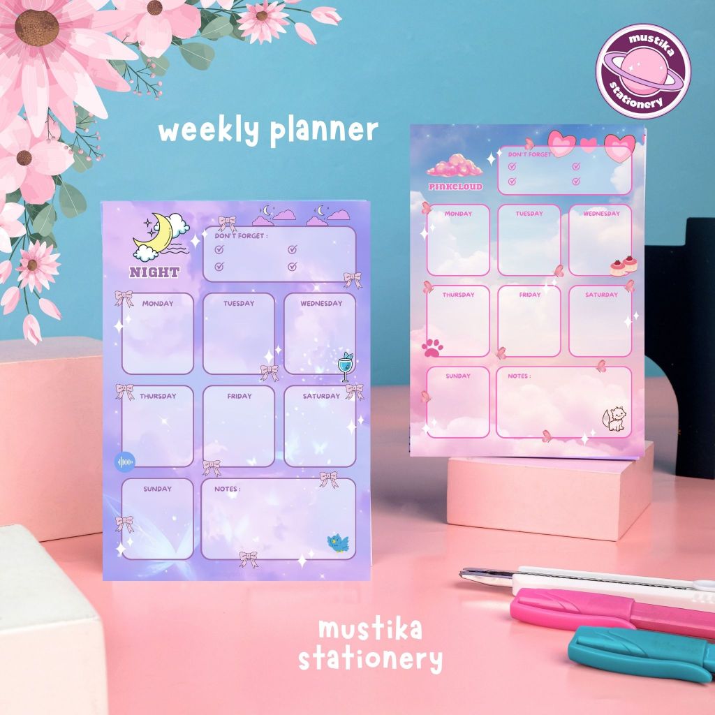 

MS Buku Agenda Mingguan A6 Aesthetic Weekly Planner 30 Lembar