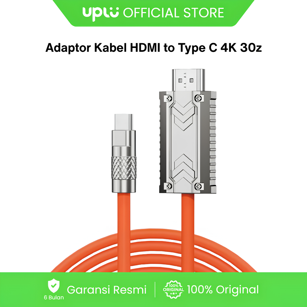 UPLU Adapter Kabel HDMI to Type C 4K 30Hz Converter HP Laptop ke Proyektor & Monitor