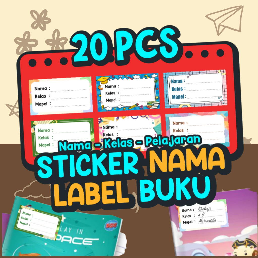

20 PCS Stiker Nama Buku Tulis / Sticker Nama Buku Tulis Pelajaran Sticker Nama Kelas Sekolah