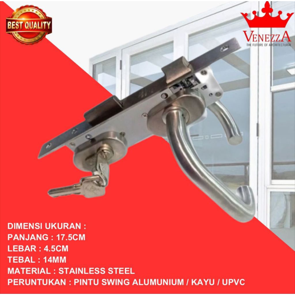 Kunci Pintu Set Body Lockcase+Cylinder+Gagang Handle Venezza 84030 Oval