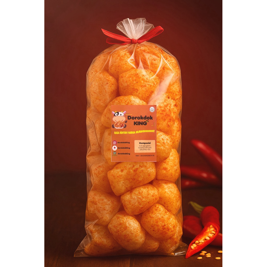 

Dorokdok KING Kerupuk Kulit Sapi Asli 100% | Rasa Pedas Gurih | Super Kriuk!