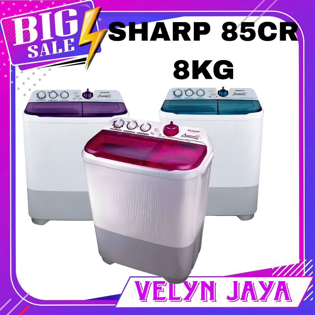 Mesin cuci sharp 2 tabung 8kg 85cr mesin cuci 8kg sharp 85 cr