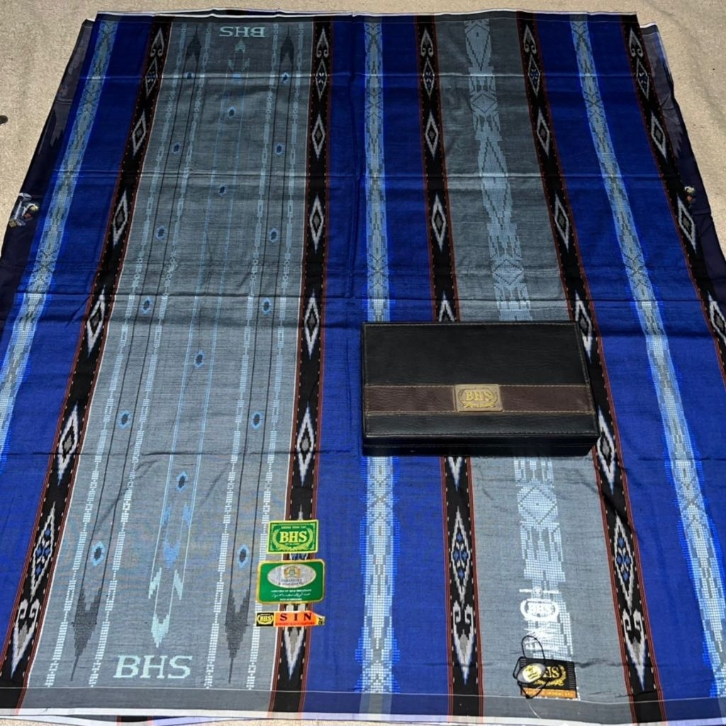 Sarung BHS Spunsilk SIN Gold Biru Full Sutra Spunsilk 210 Lawas Jahit Tengah ATBM Limited