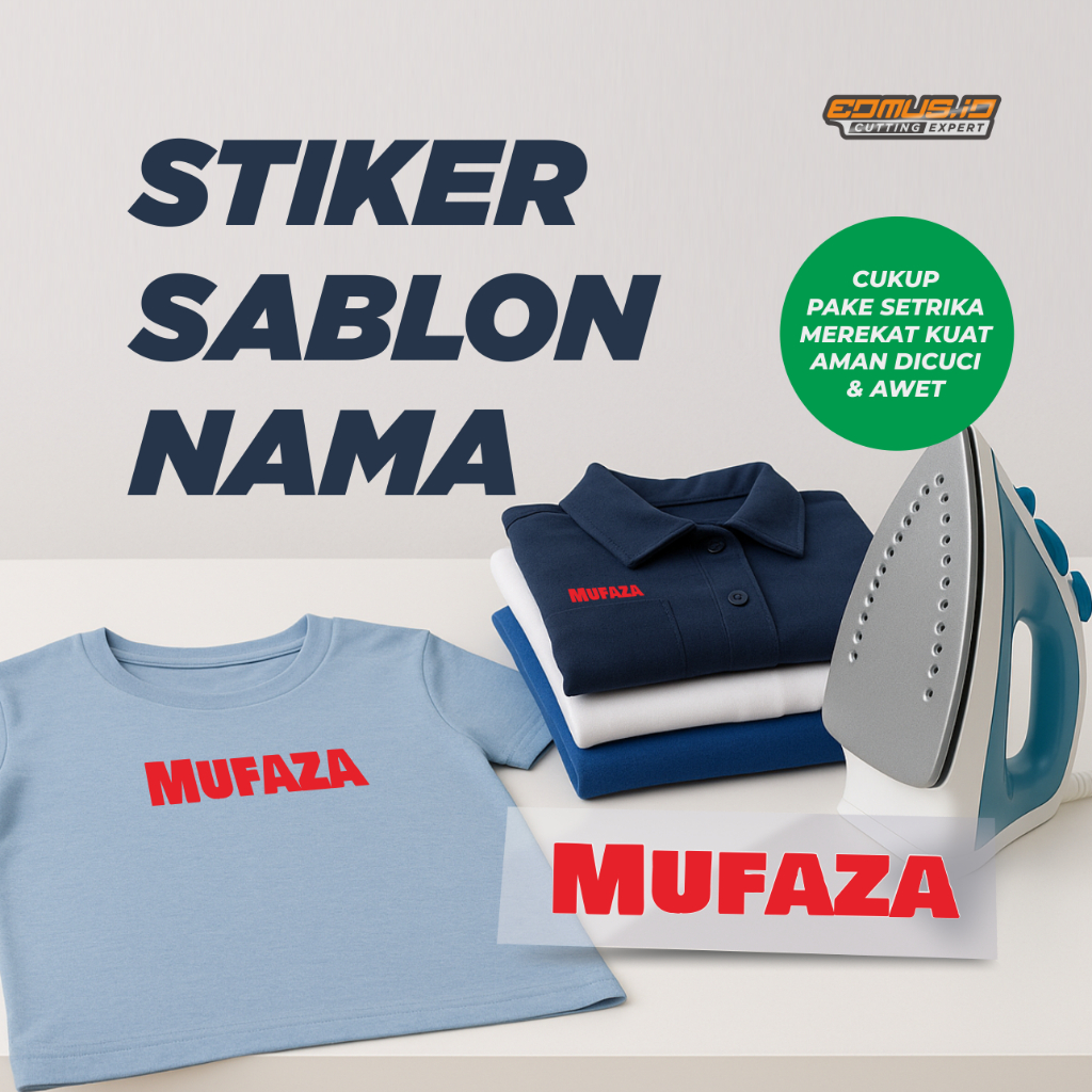 

Stiker Sablon Nama untuk Kain, Baju, Seragam Sekolah, Topi - Cukup Setrika Langsung Nempel
