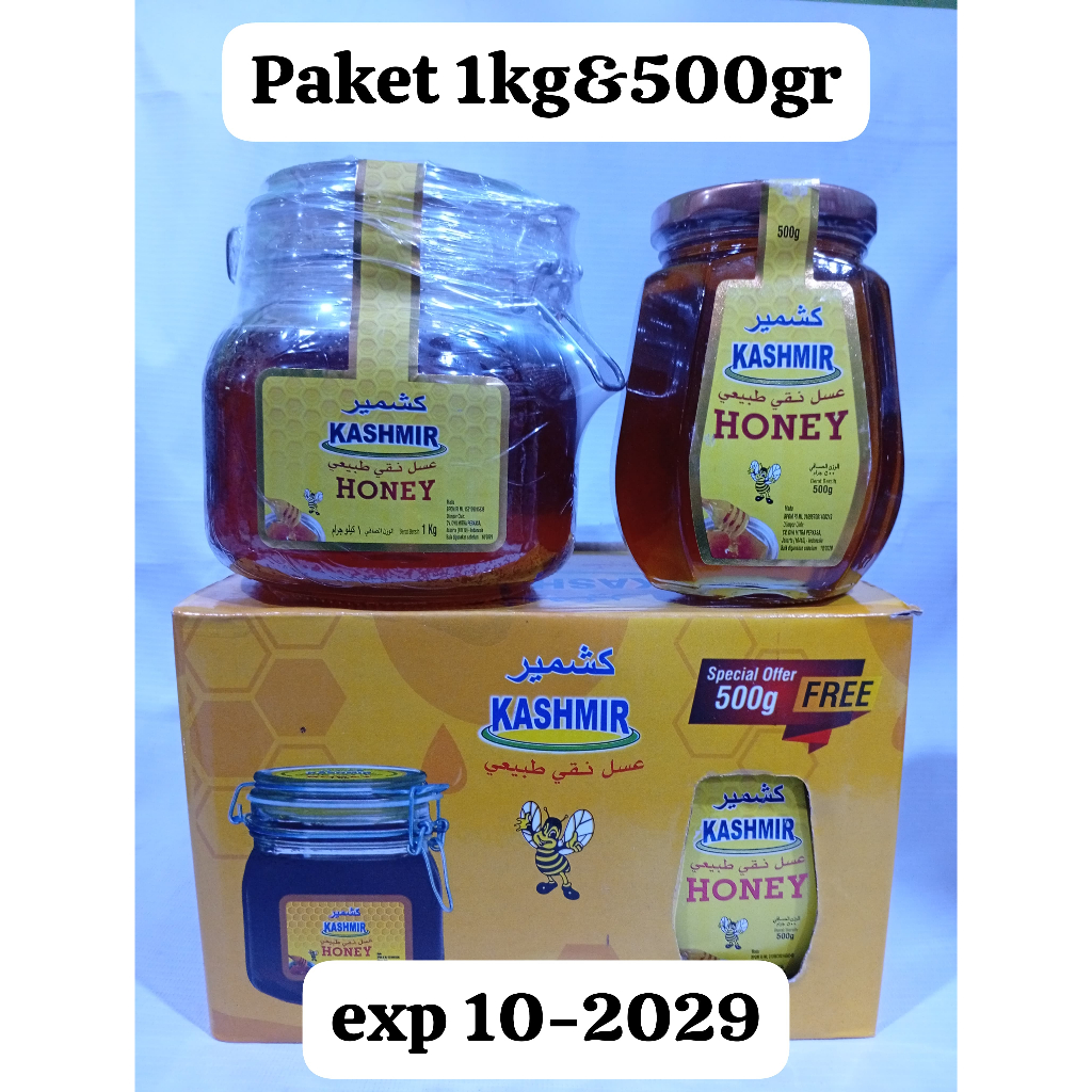 

Paket Madu honey kashmir 1 kg free 500gr exp 10-2029