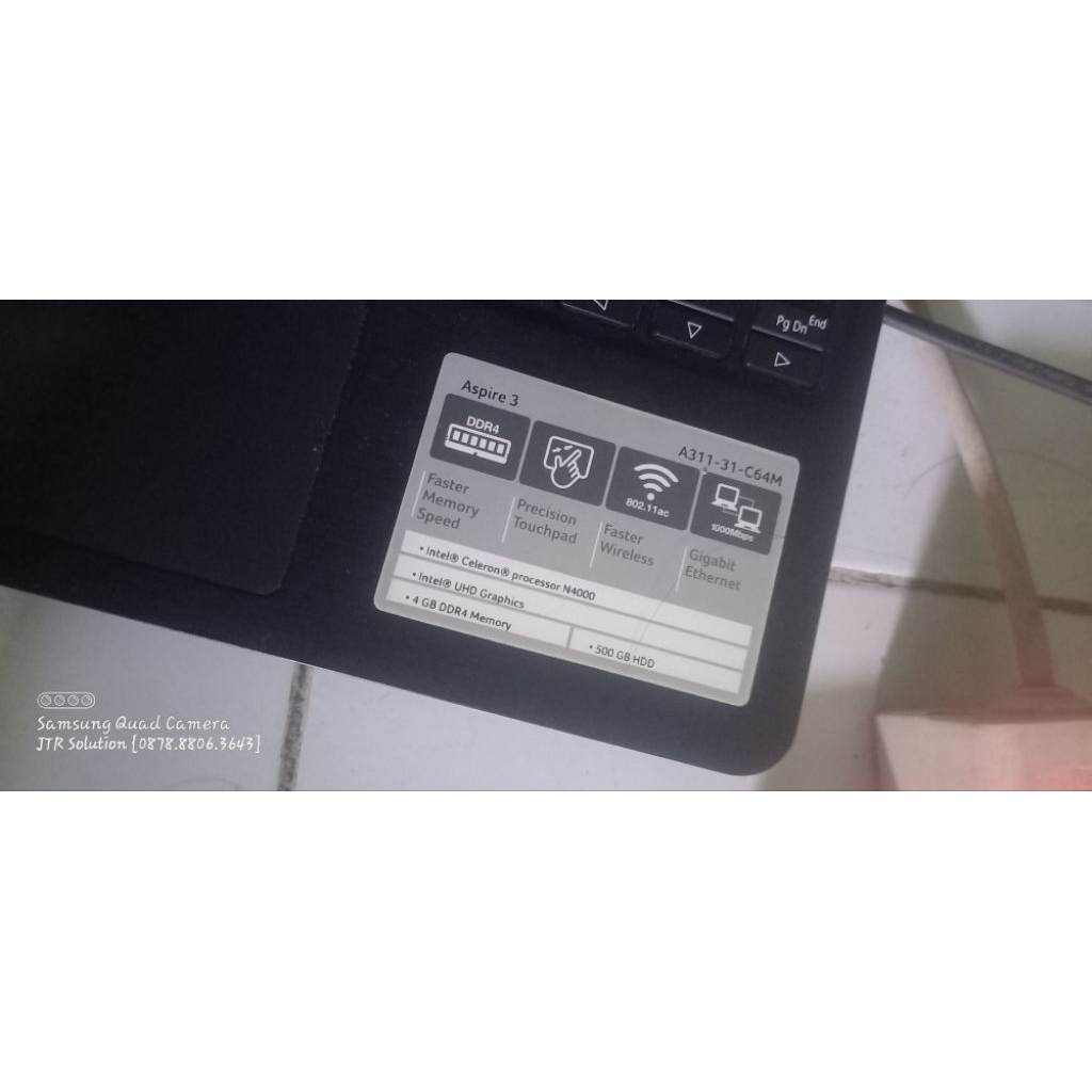laptop acer aspire3 a311 ram 4gb/hdd 500gb