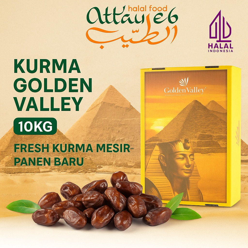

Kurma Golden Valley 10kg Fresh Kurma Mesir Panen Baru dus 10 kg Net (Exp 2027) Kurma Mesir Golden Valley 1dus Panen Baru 2027