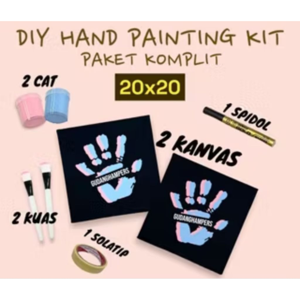 

DIY Hand Painting Kit 1 Set Canvas Board Couple | Kanvas Lukis Cap Tangan Pasangan 20×20
