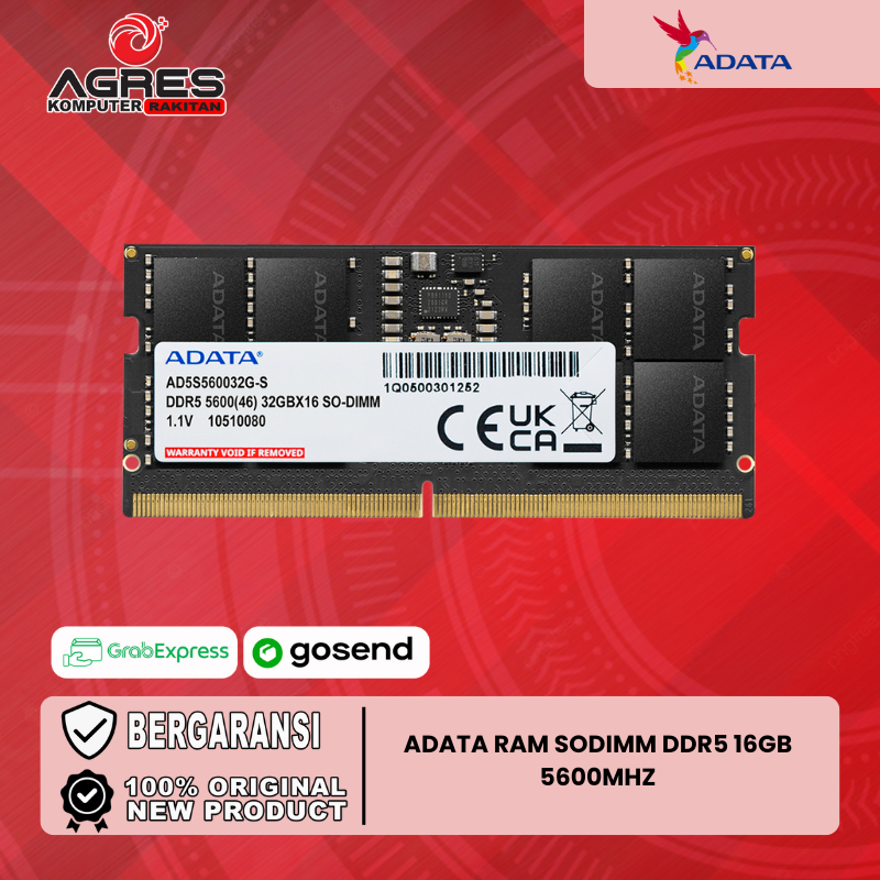 ADATA RAM SODIMM DDR5 16GB 5600MHZ - RAM SODIMM - RAM LAPTOP DDR 5 - RAM LAPTOP 5600MHZ - RAM LAPTOP