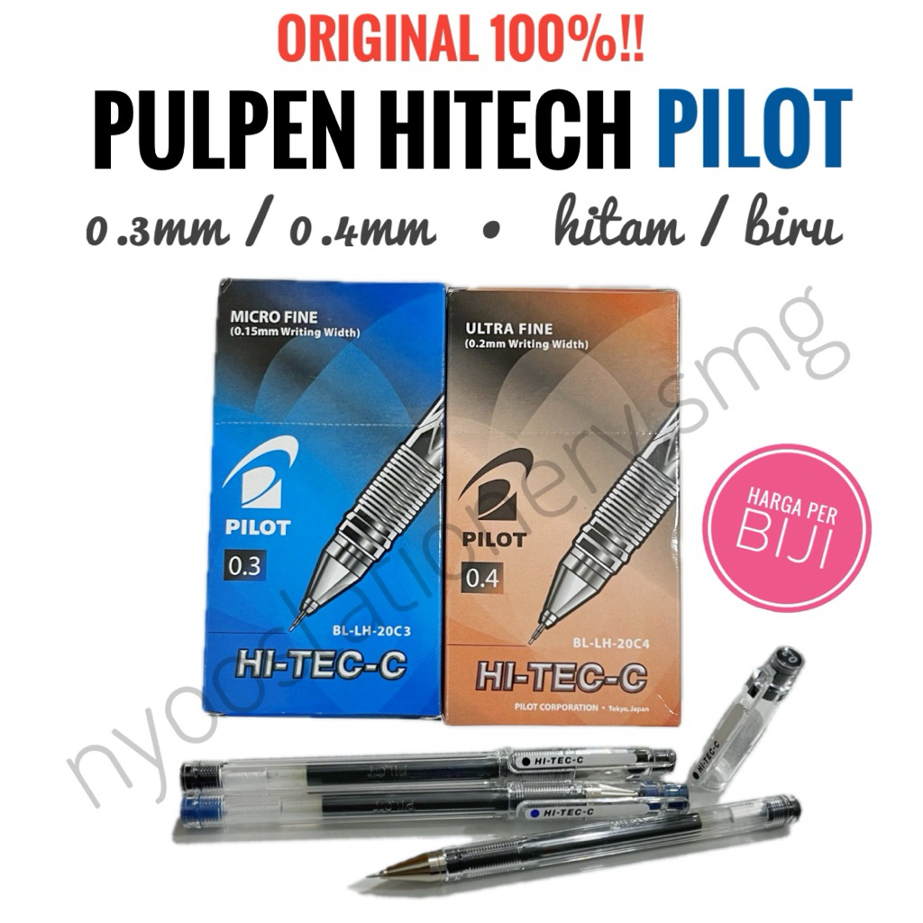 

(1 PC) PULPEN HITECH PILOT 0.3 0.4 HITAM BIRU ASLI ORIGINAL