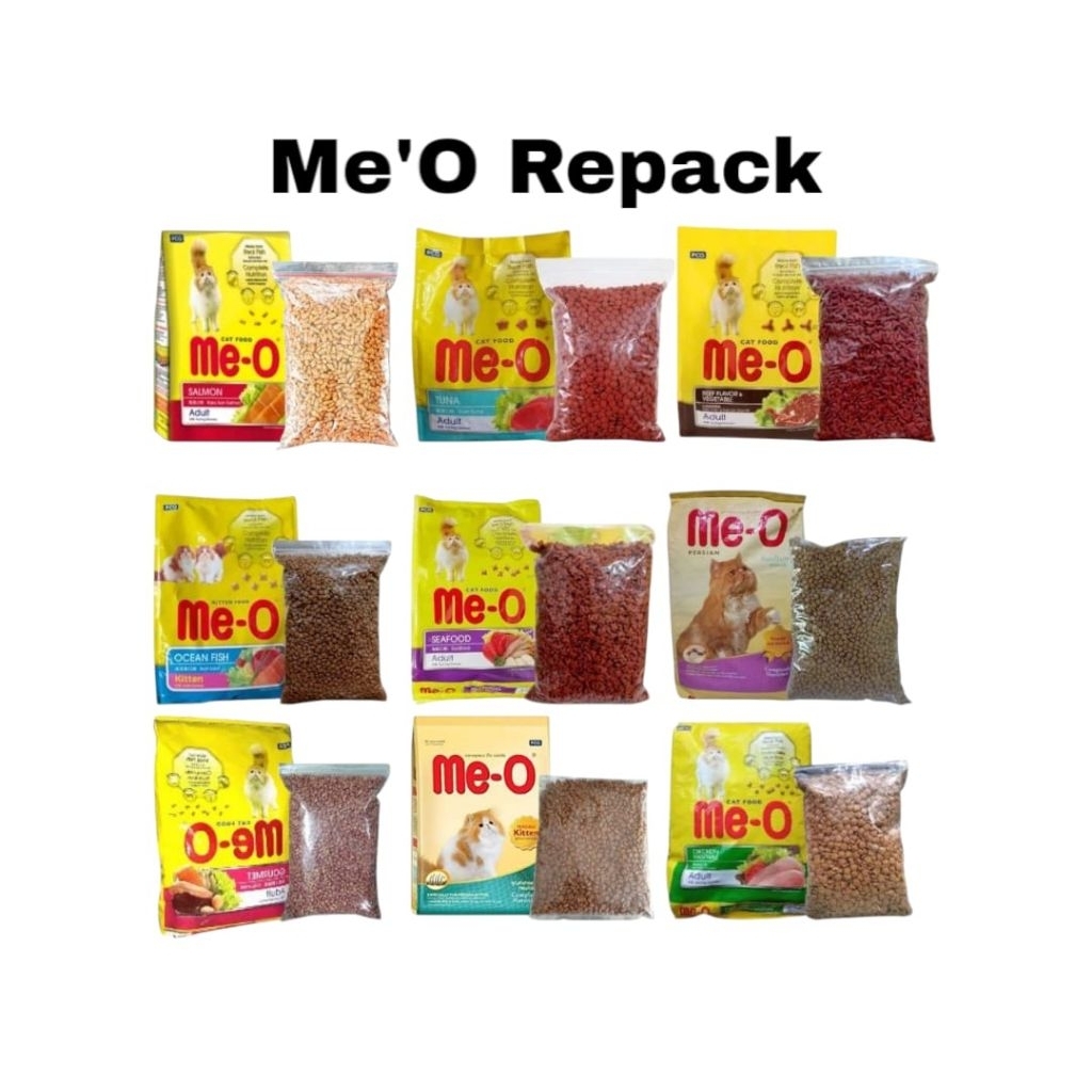 Makanan Kucing Kering Me'o Repack 1kg Meo Adult Meo Kitten Ocean Fish Meo Adult Tuna Meo adult Salmo