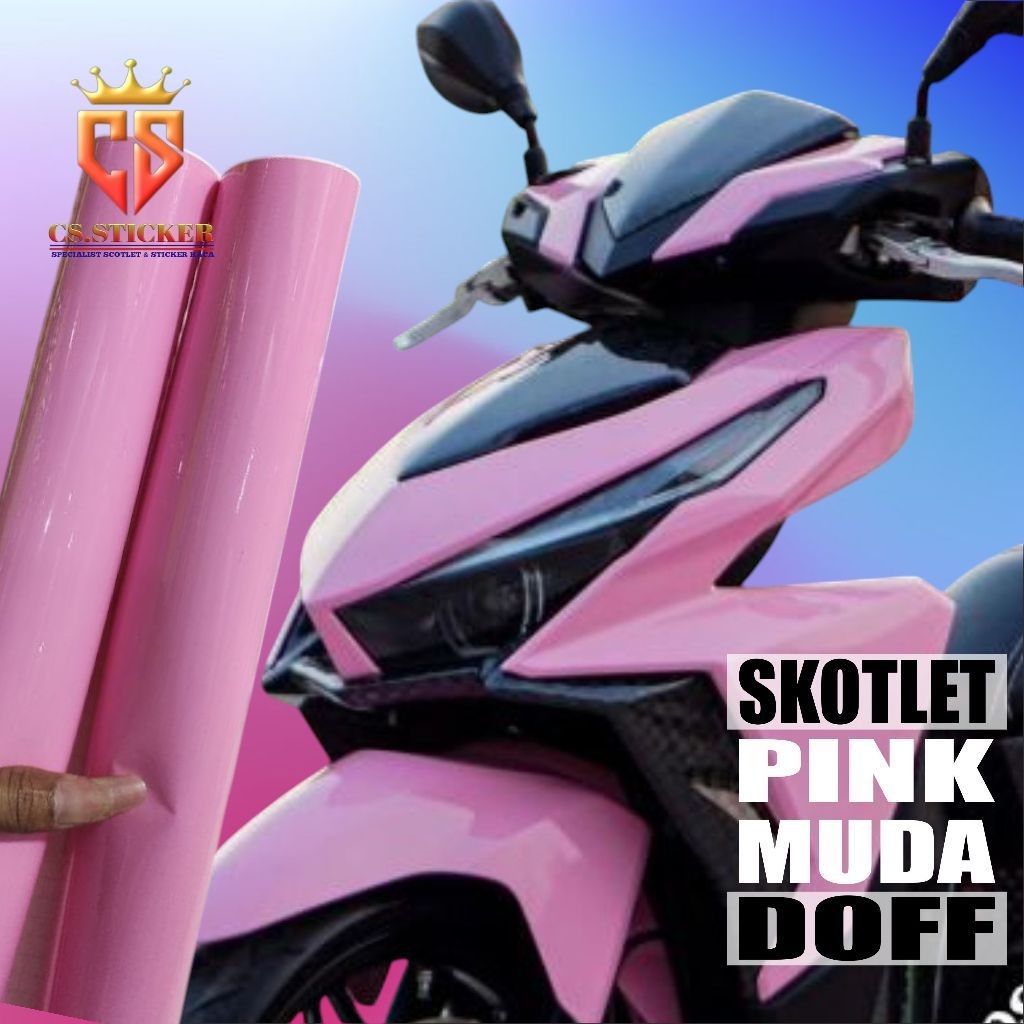 Sekotlet Sticker Motor Warna Pink MudaGlosy/Doff Skotlite Sticker Pink Motor  mobil