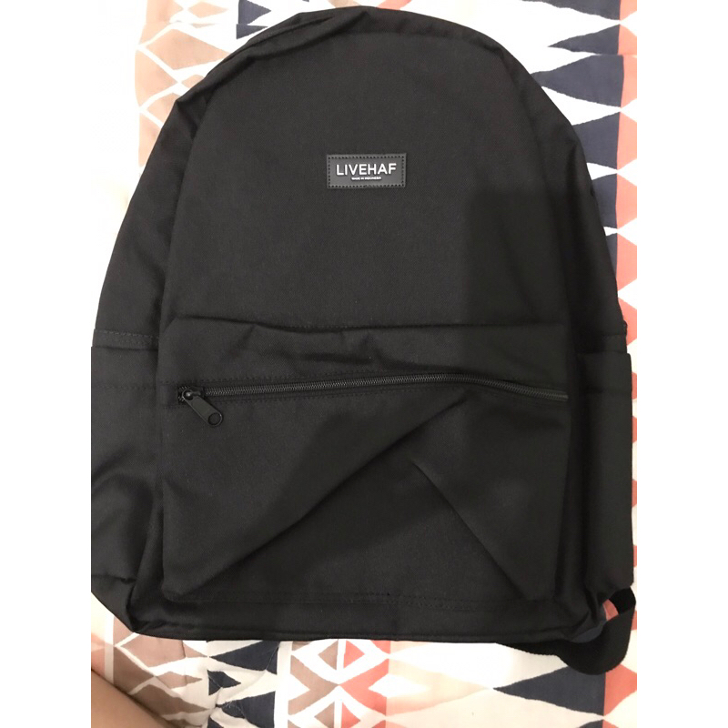 BACKPACK LIVEHAF TAS RANSEL LAPTOP PRIA WANITA BLACK TRAVELING EVERYDAY