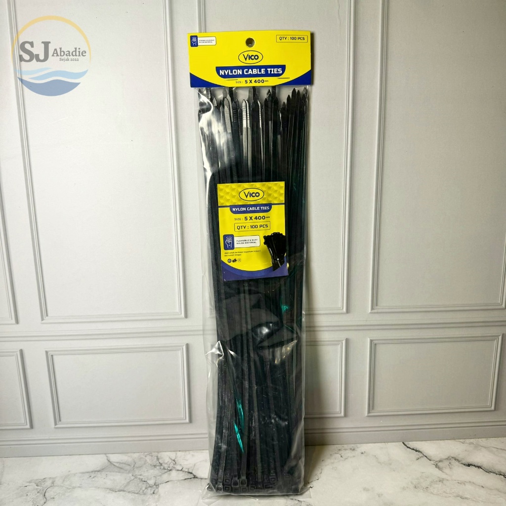 

(1 PACK) VICO Kabel Ties Tali Segel Plastik 5 mm x 40 cm Isi 100 Buah | SJ ABADIE |