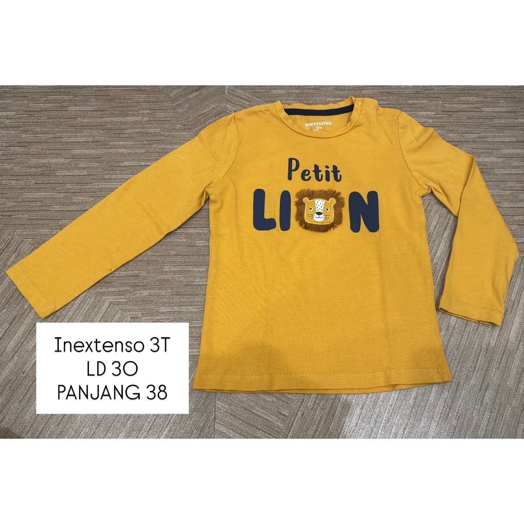 PRELOVED 3T INEXTENSO LONG SLEEVE YELLOW LION BOYS / KAOS LENGAN PANJANG ANAK LAKI-LAKI KUNING MOTIF