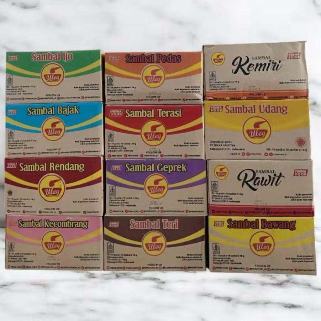 

[KARTON] Finna Sambal Uleg Sachet Varian Lengkap 1 Dus Isi 10 Renceng