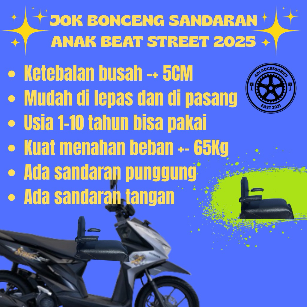 Jok Boncengan Anak Dengan Sandaran Motor Beat Deluxe Beat Street Dudukan Anak Motor Matic Universal