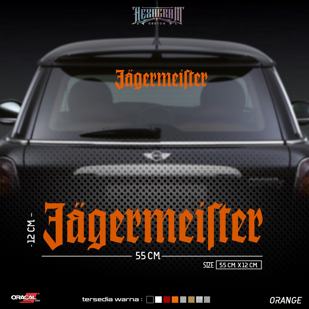 Cutting Sticker Kaca Mobil JAGERMEISTER Logo Text | Stiker Cutting Kaca Mobil JAGERMEISTER