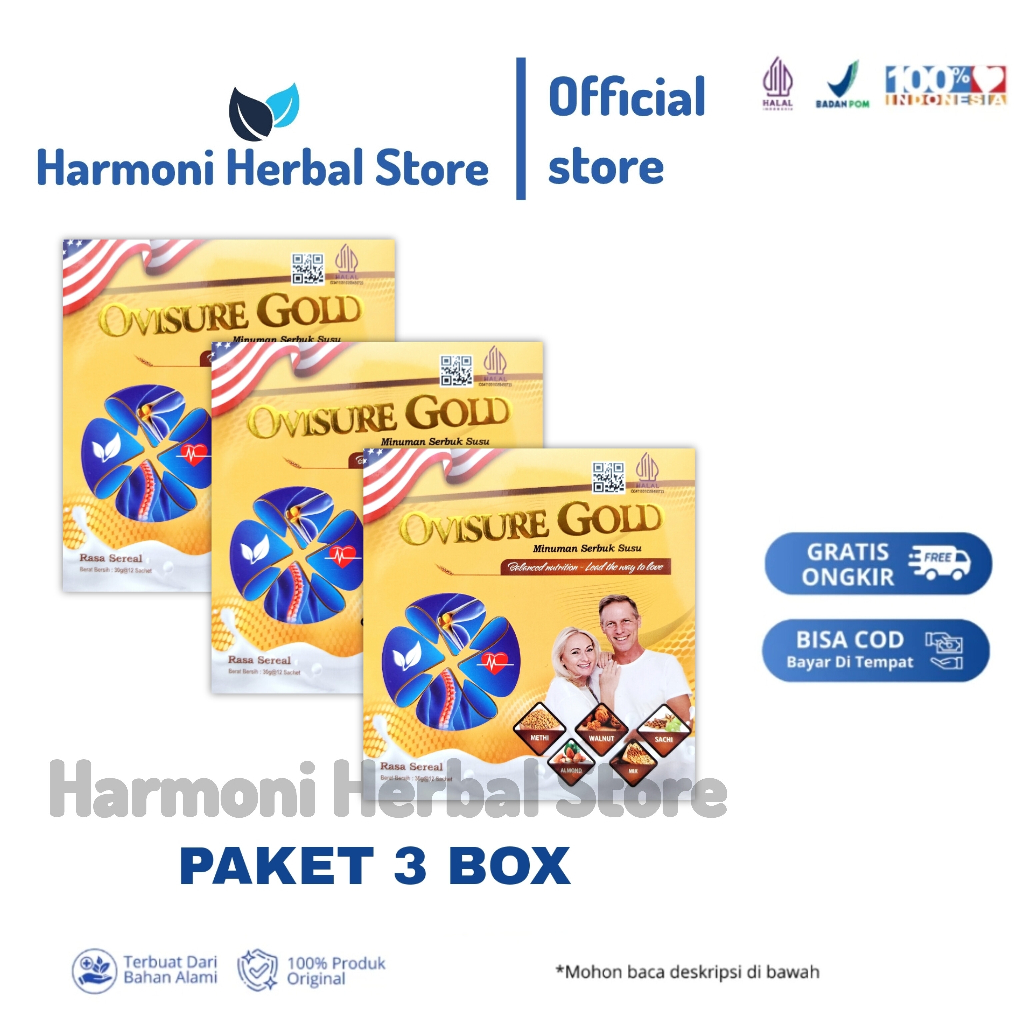 

3 Box Ovisure Gold Susu Tulang & Sendi Original Vitamin Nyeri Sendi Rematik & Asam Urat Asli