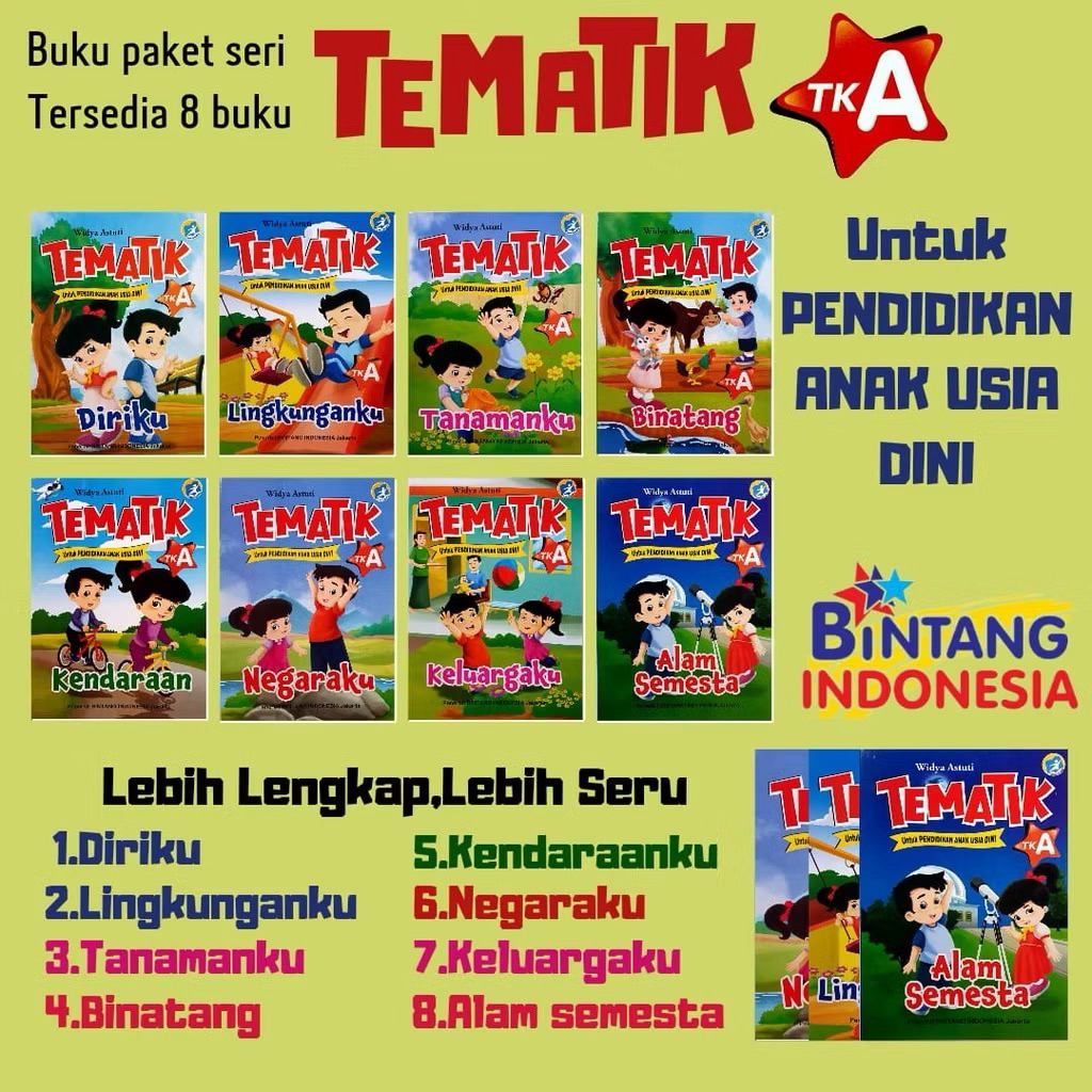 Paket Isi 8 Buku Tematik Tk A & B Kurikulum 2013 Bintang Indonesia