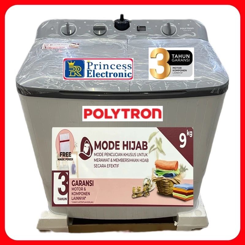 POLYTRON Mesin Cuci 2 Tabung Samba Series Hijab 9 KG PWM 9076