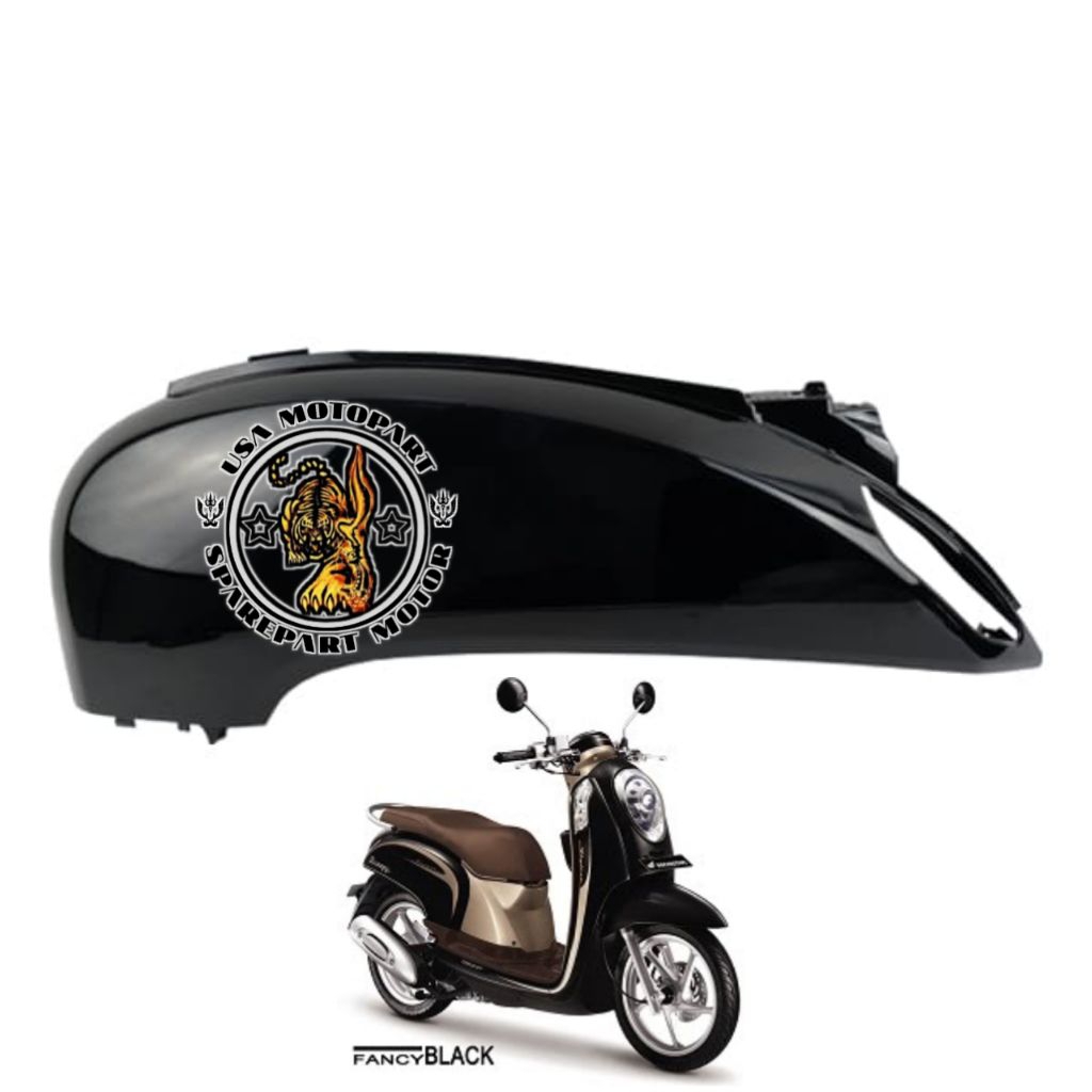 83600-K16-900-FMB Cover L Body Belakan Kiri Honda Scoopy Fi 2012 2013 2014 2015 2016 Hitam Glossy Or