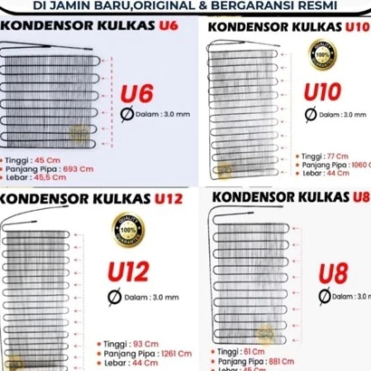 ( 5 Pcs Perdus ) Kondensor Kulkas Kondensor Showcase Bahan Tembaga Kondensor U6 Kondensor U8 Kondens