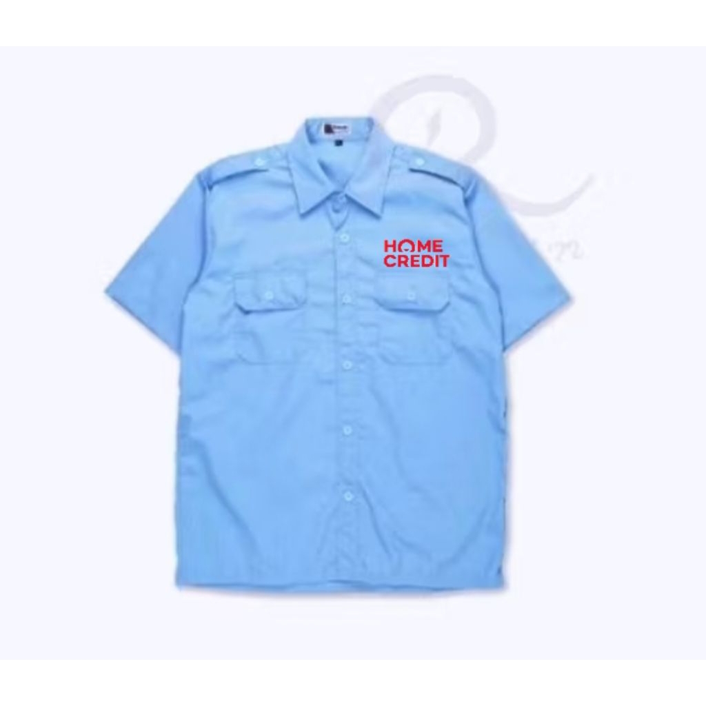 Kemeja Home credit kemeja pdh seragam kerja pdh home credit pendek biru muda Pendek kantong dua sera