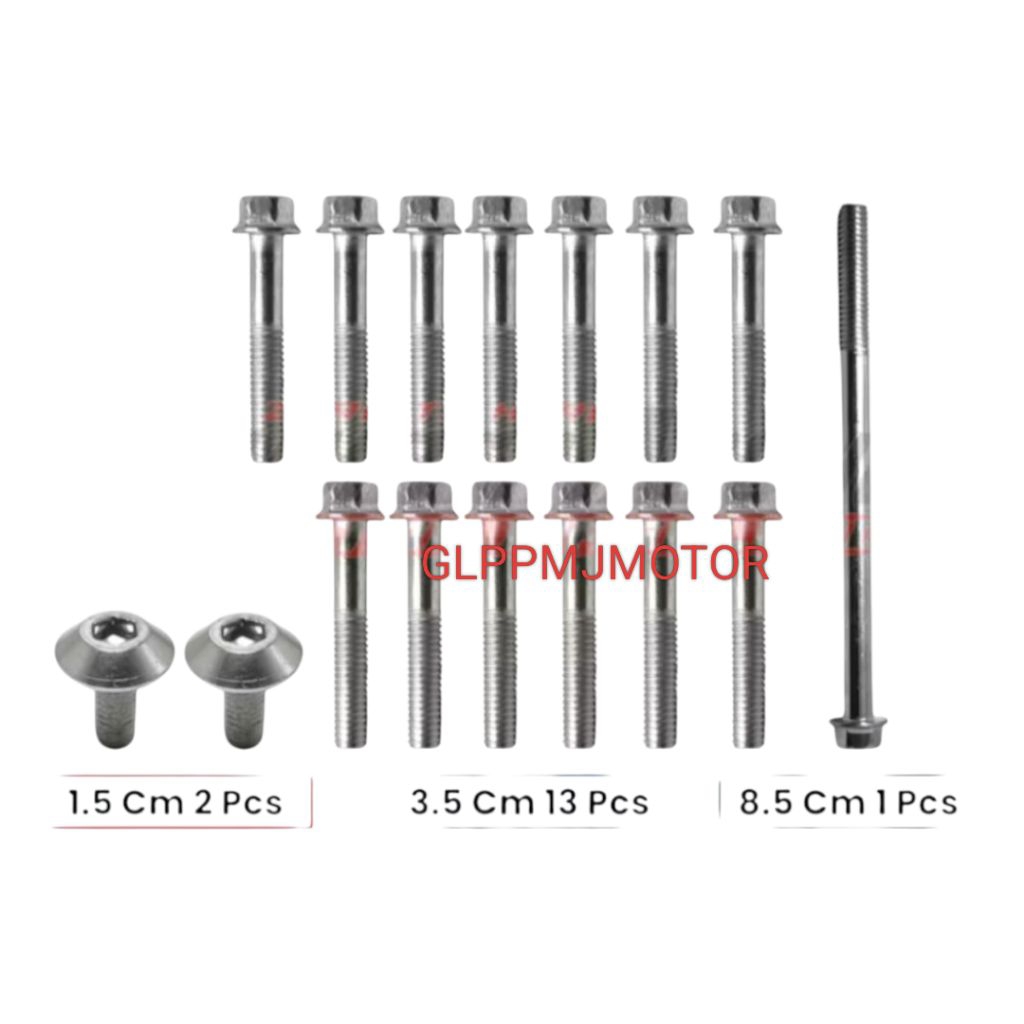 Baut Set Blok CVT Bak Tutup Mesin Honda Beat Fi Scoopy Vario 110 LED Starter Kasar 16pcs Baud Flange