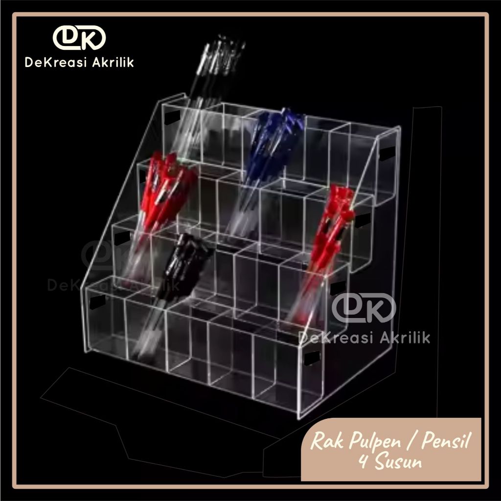 

Rak Pulpen Akrilik / Rak Pensil Akrilik susun - perlengkapan etalase fotocopy/warung