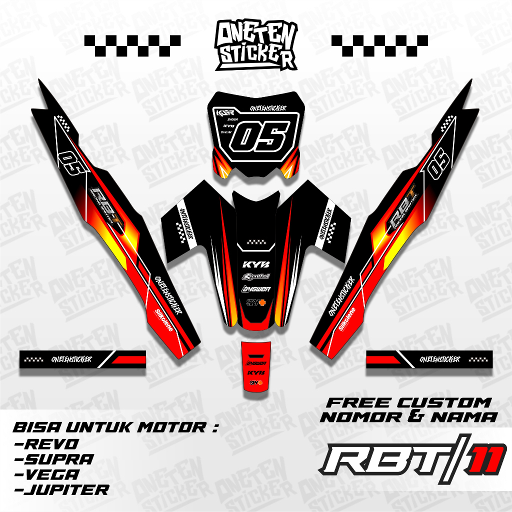 STICKER STRIPPING RBT VEGA R NEW SEMIFULL STICKER CUSTOM TRAIL MOTOR BEBEK RBT 11 | ONE TEN STICKER