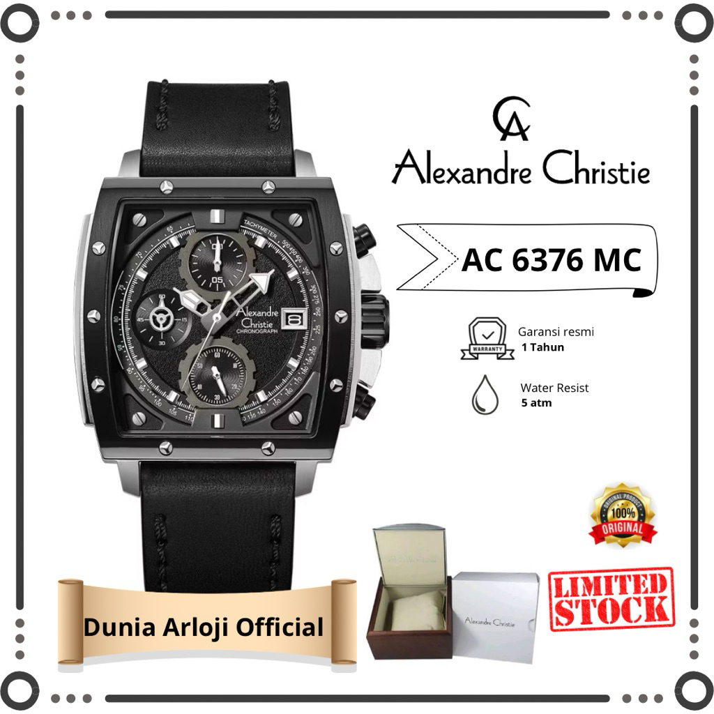 [DUNIA ARLOJI Official  ] Jam Tangan Pria Alexandre Christie Original Seri AC 6376 MC Jam Tangan Cow