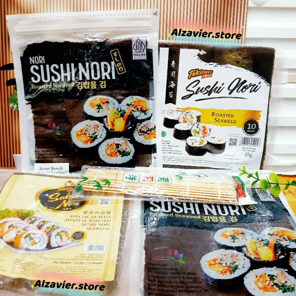 

Paket Sushi Nori isi 50 Lembar + Bambu makisu sushi bamboo dry seaweed murah enak nori sushi java promo