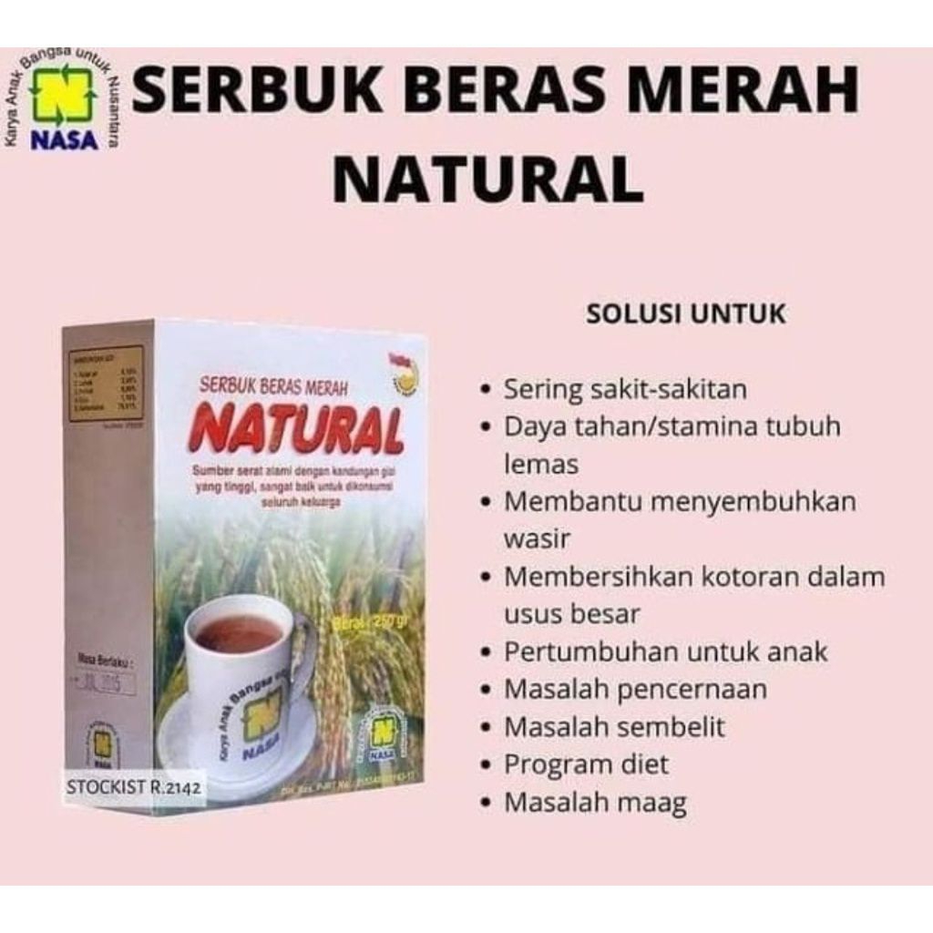 

SBMN NASA//serbuk beras merah natural nas 250 gr//penurun berat badan