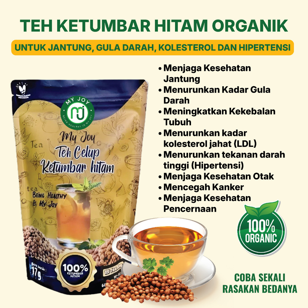 

Teh Ketumbar Hitam 100% Organik – Herbal alami untuk detoks tubuh, stabilkan tekanan darah tinggi (hipertensi), turunkan kolesterol jahat (LDL), dan kontrol gula darah. Cocok untuk diet sehat, jantung kuat, dan gaya hidup sehat setiap hari.