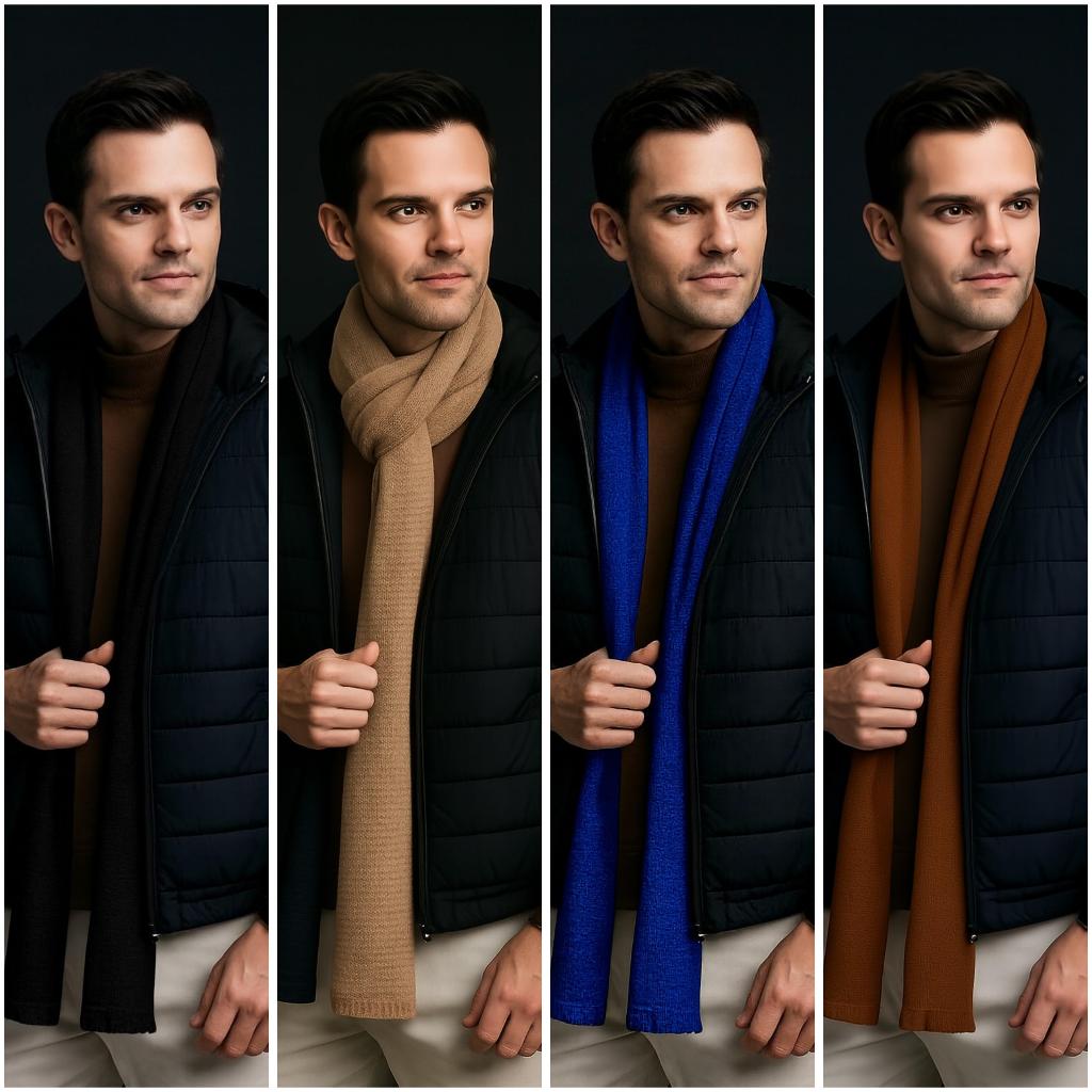 Syal / Scarf Pria Rajut Warna Polos Casual Knit