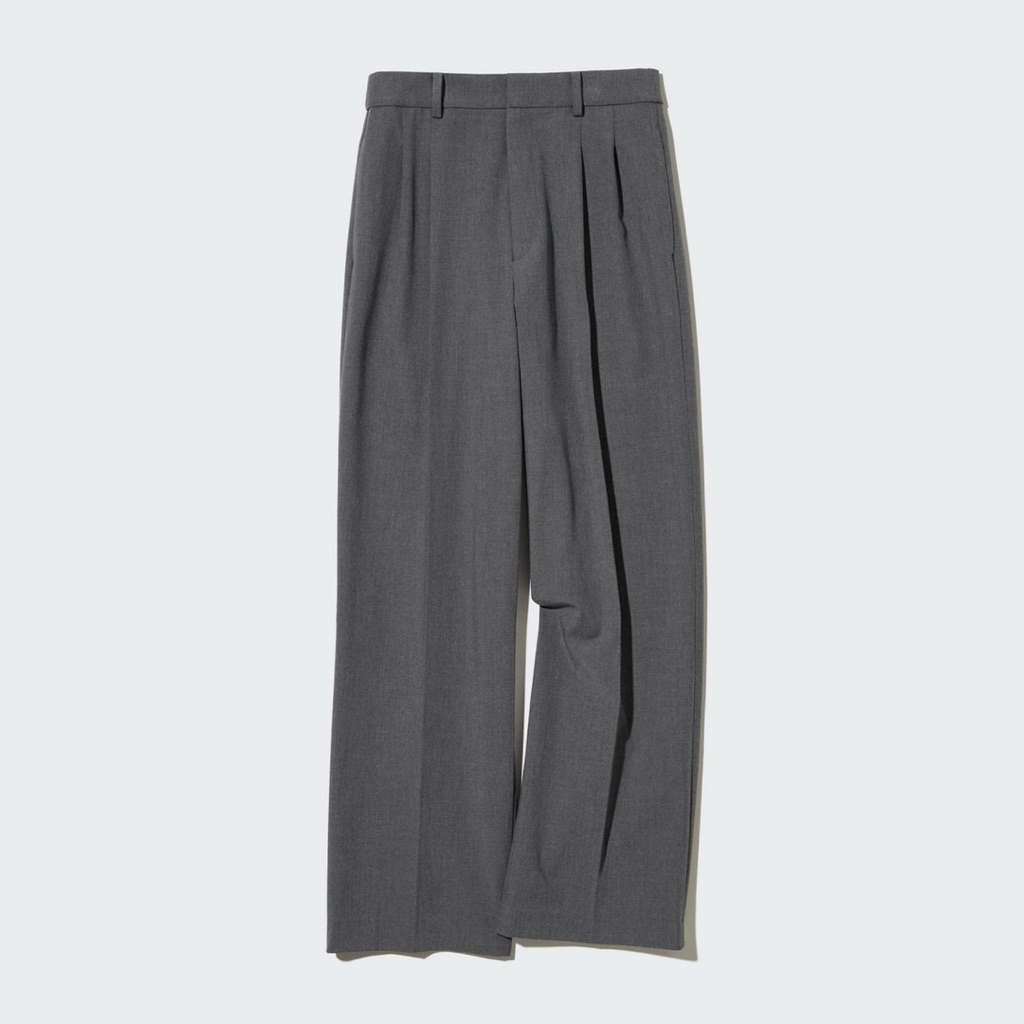 pleated wide pants gray uniqlo