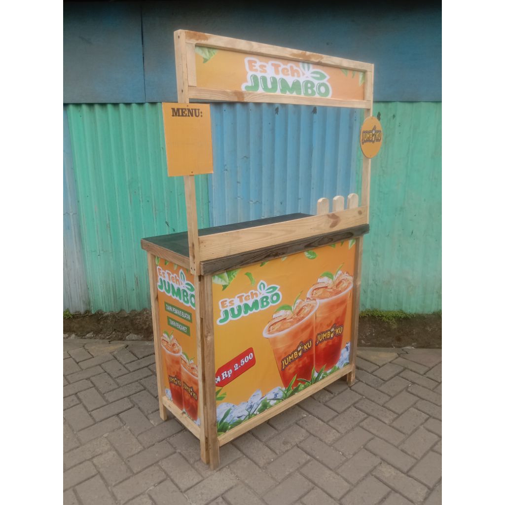 Gerobak Kayu Spesial / Gerobak Lipat / Gerobak Kekinian / Booth Portable / Gerobak Jualan / Es Teh