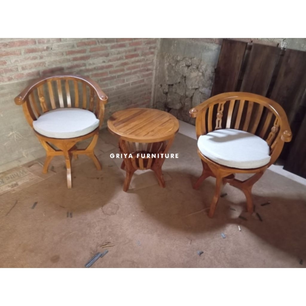 Set Teras Mangkok Jati Termurah Kursi Teras Aesthetic Meja Teras Minimalis