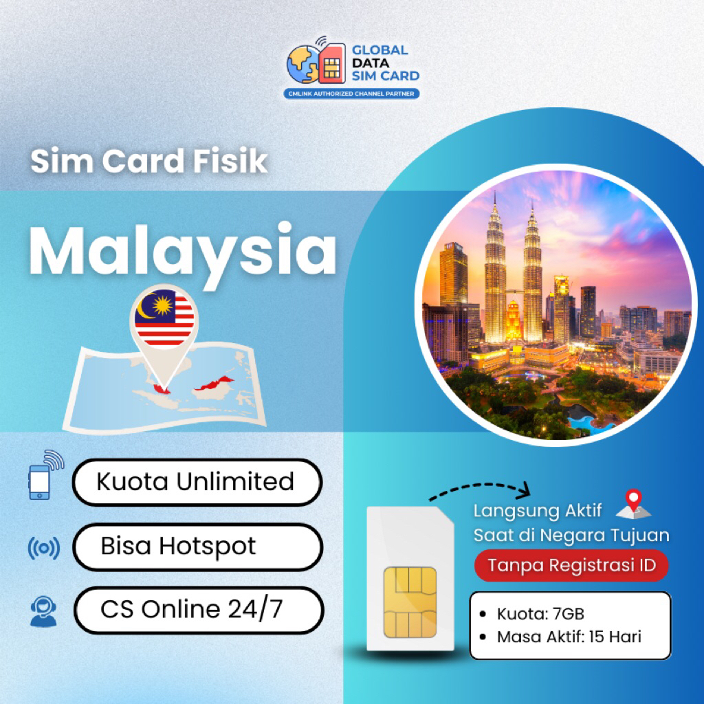 Sim Card Malaysia Unlimited Data Internet 7GB | CMlink Global Data Sim Card Internet Destination Mal