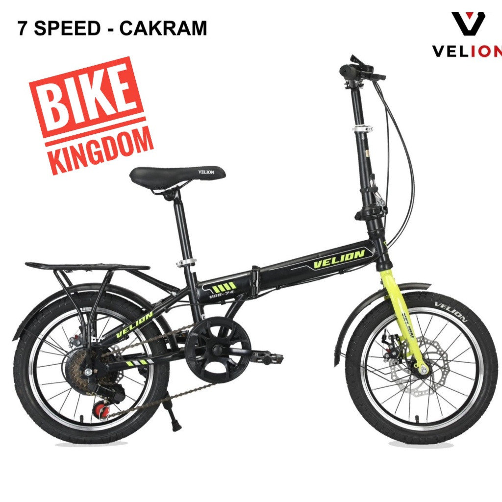 Sepeda Lipat anak VELION DB74 16 inch 7 speed ban pompa