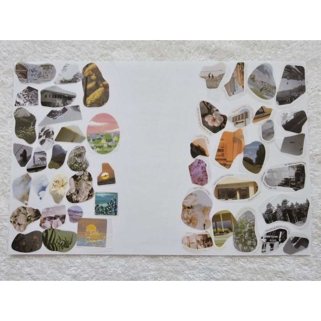 

(Baca Deskripsi) Scenery & Quotes Transparent Sticker Flakes