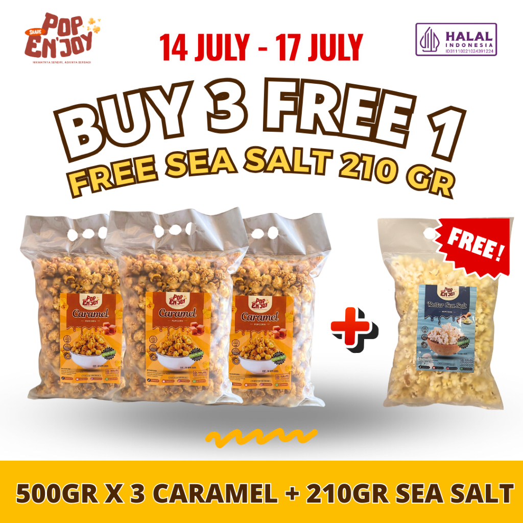 

wadistroalip [BUNDLING 3] CARAMEL POPCORN 1.5 KG - PopENjoy (3xgr) / Camilan Manis Crispy Popkorn