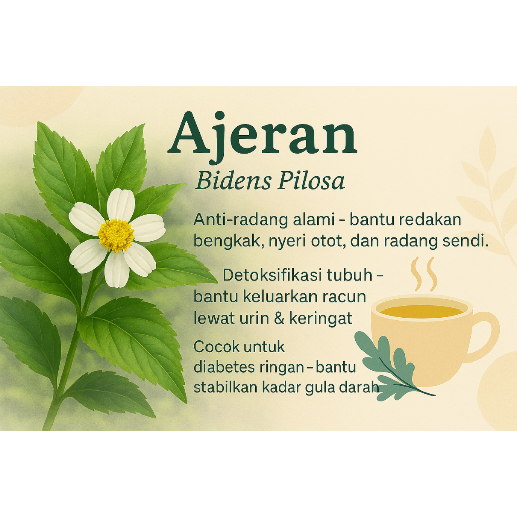 

Daun Ajeran Hareuga Ketul Kebo Bidens Pilosa Detoks Alami, Penyembuh Ringan, Sahabat Kulit & Liver