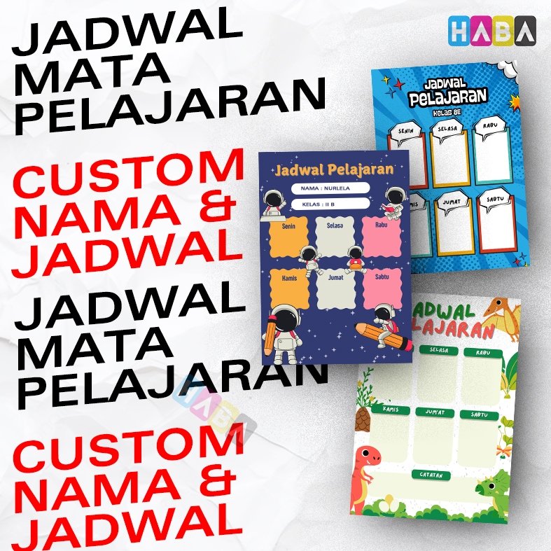 

Jadwal Mata Pelajaran | Jadwal Sekolah Anak Custom | Poster Pelajaran Sekolah