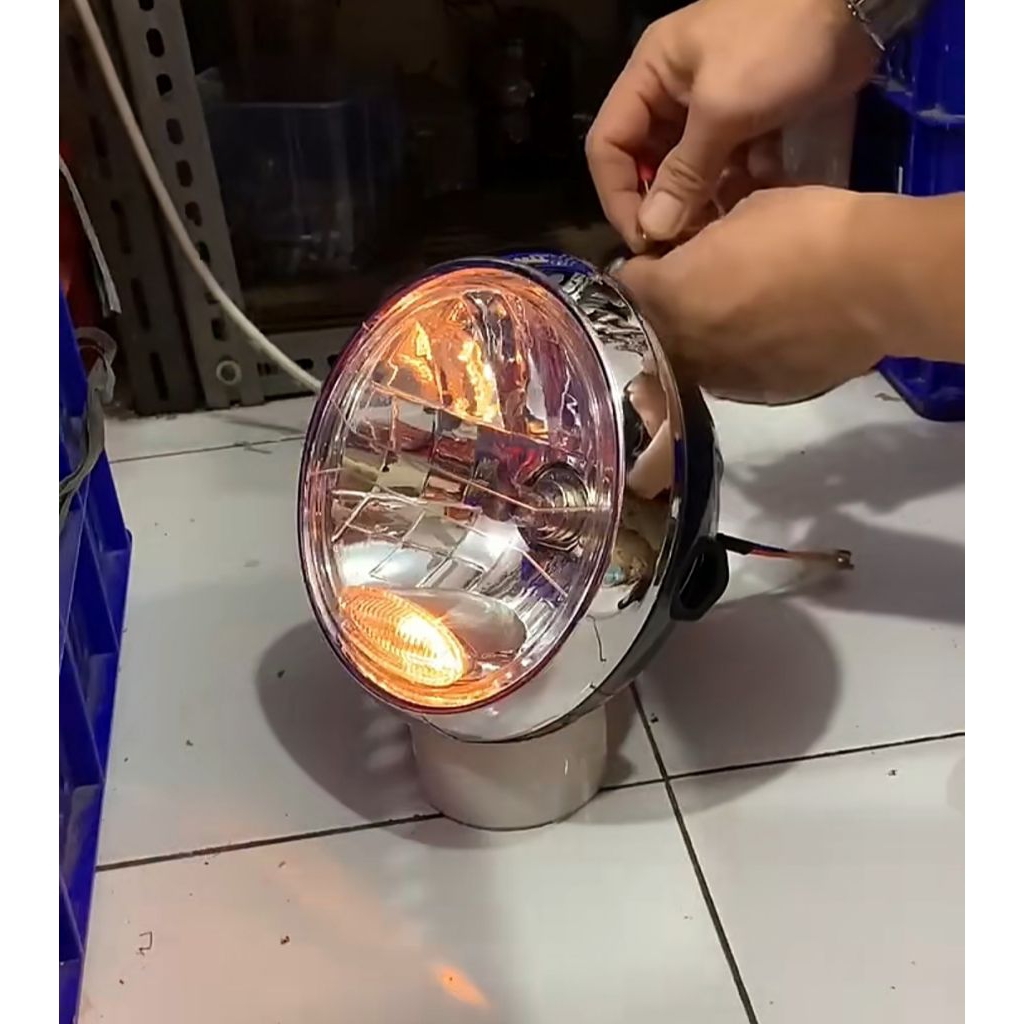 Reflektor Lampu Depan Vixion Old Set Batok Model Bulat Hitam/Black Assy Fullset