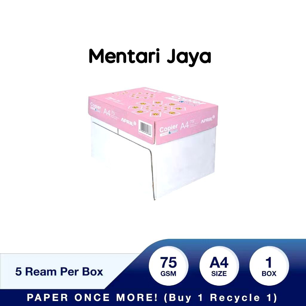 

[ 1box = 5rim ] kertas A4 75gsm Copier Happy April