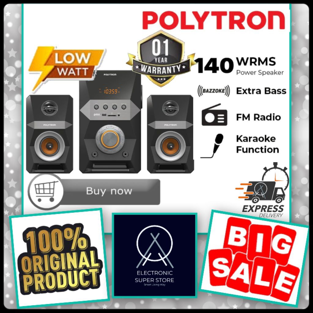 SPEAKER AKTIF MULTIMEDIA POLYTRON PMA-9522 PMA9522 PMA 9522 BLUETOOTH EXTRA BASS POLYTRON SPEAKER AK