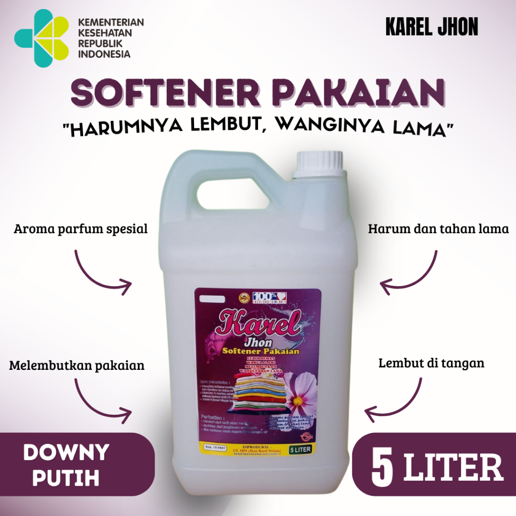 Softener pakaian 5L Wangi downy putih – Pelembut & Pewangi Pakaian Laundry Wangi Tahan Lama  Karel J